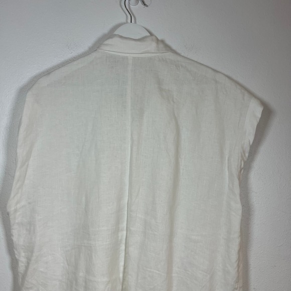 Reformation Maira Linen Top Womens L White Sleeveless Button Down Shirt Relaxed - Picture 8 of 11